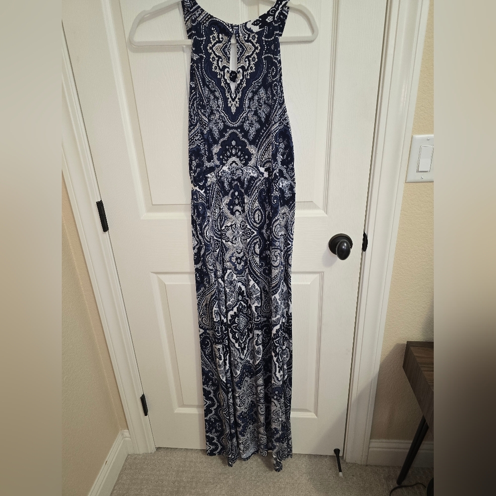 INC International Concepts Blue and White Maxi Dress